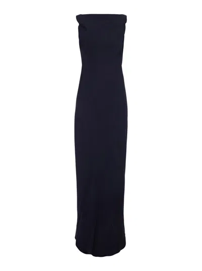 Antonelli Mara Off-shoulder Satin Long Dress In Blue