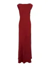 Antonelli Floor-length Red Dress With Off-shoulder Neckline In Red