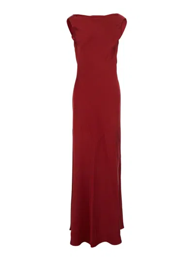 Antonelli 'mara' Red Long Dress With Draped Neckline In Acetate Blend Woman
