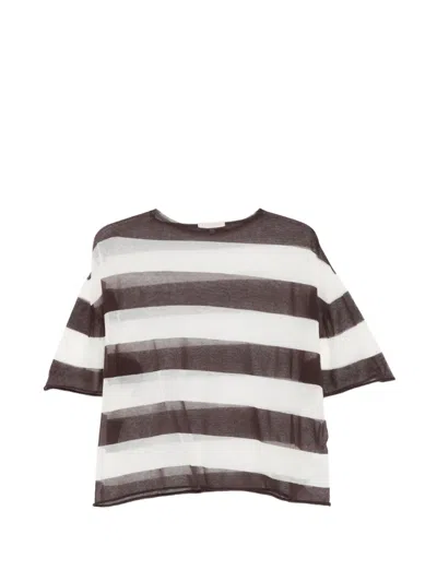 Antonelli Margherita Striped Sheer T-shirt In Multi