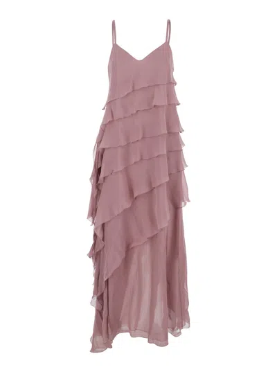 Antonelli Marilyn Silk Chiffon Dress In Pink