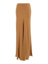 Antonelli Flared Biscuit Silk-blend Satin Maxi Skirt In Brown