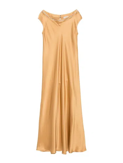 Antonelli Maxwell Yellow Dress With Rhinestones On The Neckline