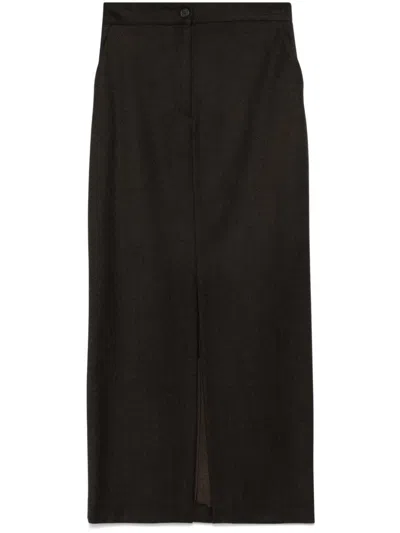 Antonelli Mélange-effect Maxi Skirt In Brown