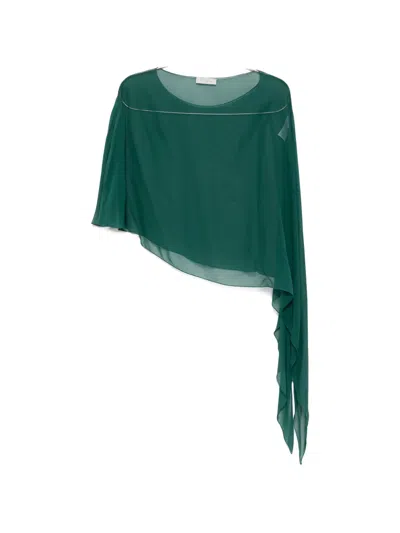 Antonelli Melone Asymmetric Draped Cape In Green