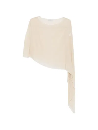 Antonelli Melone Asymmetric Draped Top In Brown