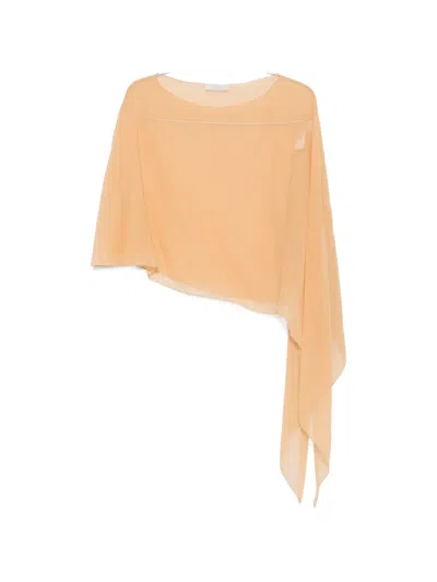 Antonelli Melone Asymmetric Draped Top In Orange