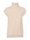 Antonelli Minimalist Round Neck Sweater In Fine Alpaca Blend In Neutral