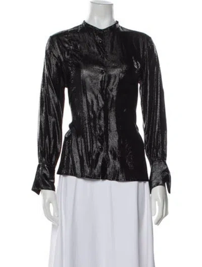 Pre-owned Antonelli Mock Neck Long Sleeve Blouse In Black