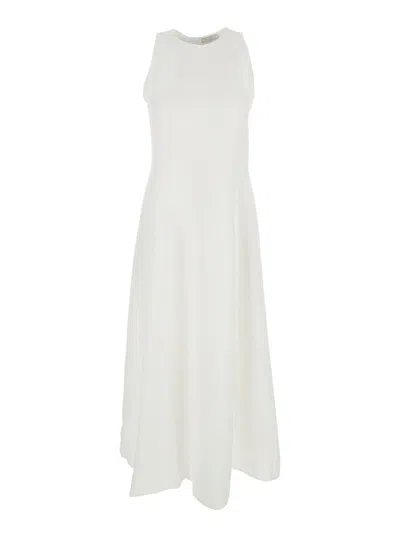 Antonelli Sleeveless Frayed Midi Dress In White