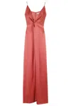 Antonelli Deep V-neck Evening Dress With Spaghetti Straps In Coralred
