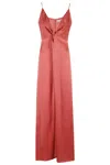 Antonelli Deep V-neck Evening Dress With Spaghetti Straps In Burgundy