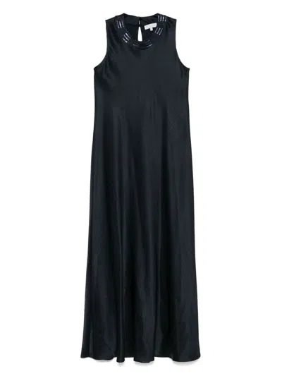 ANTONELLI NAVY BLUE LONG DRESS NECK DETAIL