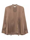 Antonelli Neck Tie Detail Blouse In Brown