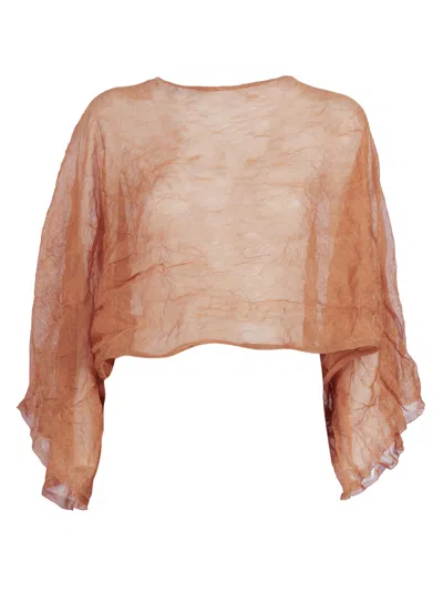 ANTONELLI NEUTRALS SILK-BLEND CROPPED TOP