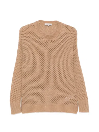 Antonelli Open-knit Sequin-embellished Sweater In Brown