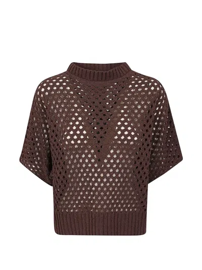 Antonelli Open-knit Sweater In Brown