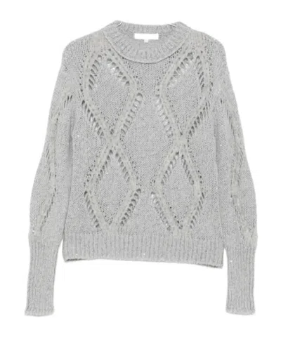 Antonelli Openwork Knit Sweater In Gray