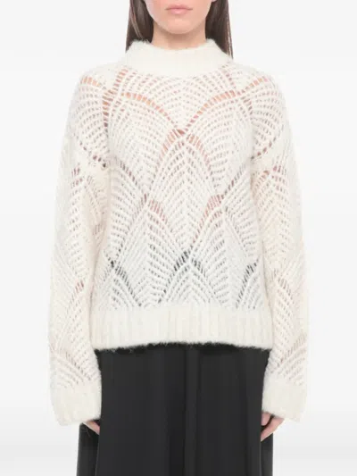 Antonelli Open-knit Sequin-embellished Sweater In White