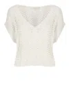 Antonelli Paillette-embellished Ivory Sweater With Wide Neckline In White
