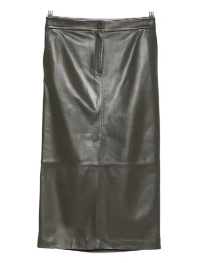 Antonelli Panelled Leather Midi Skirt In Blue