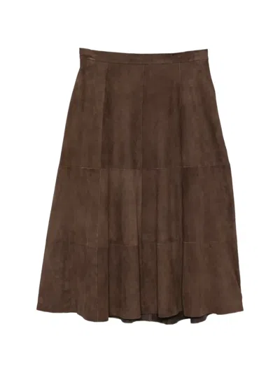 Antonelli Panelled Suede Maxi Skirt In Brown