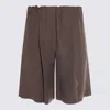 Antonelli Brown Linen Shorts In Multicolor