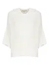 Antonelli Perforated White Cotton Sweater With Relaxed Fit In White