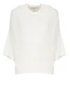 Antonelli Perforated White Cotton Sweater With Relaxed Fit