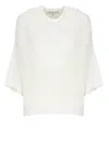 Antonelli Perforated White Cotton Sweater With Relaxed Fit In White