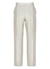 Antonelli Wide Leg Gold Linen Pants With Side Zip In White