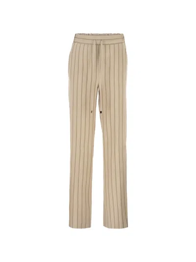 Antonelli Pinstriped Slim-fit Trousers In Brown