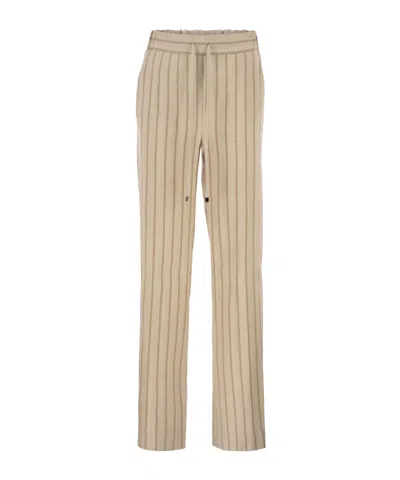 Antonelli Pinstriped Slim-fit Trousers In Brown