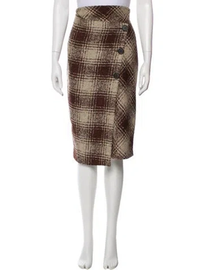 Pre-owned Antonelli Plaid Print Knee-length Skirt In Brown