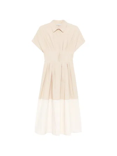 Antonelli Pleated Colour-block Midi Dress In Neutral