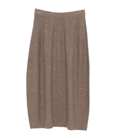 Antonelli Pleated Detail Skirt In Brown