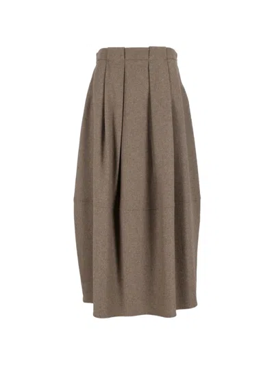 Antonelli Pleated Midi Skirt In Brown