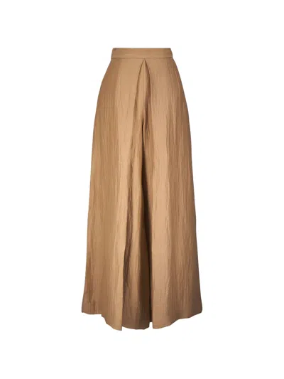 Antonelli Pleated Palazzo Pants In Brown