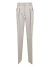 Antonelli Tailored High-waisted Trousers With Pleated Front And Textured Finish In Neutral