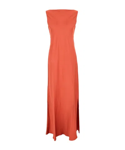 Antonelli Pleated Sleeveless Dress In Orange
