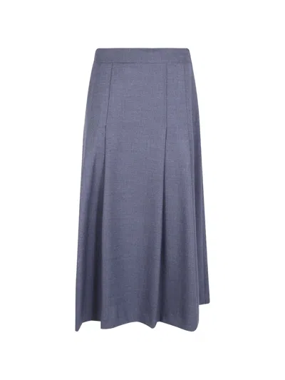 Antonelli Pleated Wool Skirt In Blue