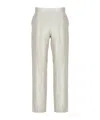 Antonelli Wide Leg Gold Linen Pants With Side Zip In White