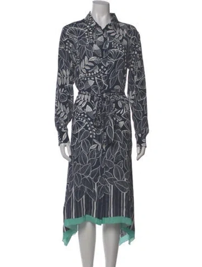 Pre-owned Antonelli Printed Long Dress In Blue