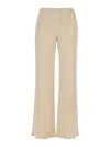 Antonelli Rapolano Beige Pants With Elastic Waist And Wide Leg In Silk Blend Woman In Beige