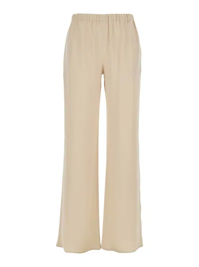 ANTONELLI 'RAPOLANO' BEIGE PANTS WITH ELASTIC WAIST AND WIDE LEG