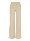 Antonelli Rapolano Beige Pants With Elastic Waist And Wide Leg In Silk Blend Woman In Beige