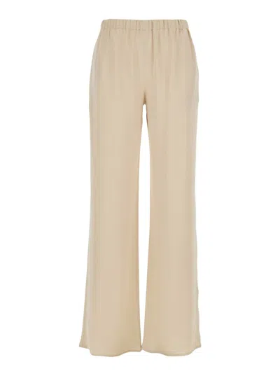 ANTONELLI 'RAPOLANO' BEIGE PANTS WITH ELASTIC WAIST AND WIDE LEG IN SILK BLEND WOMAN