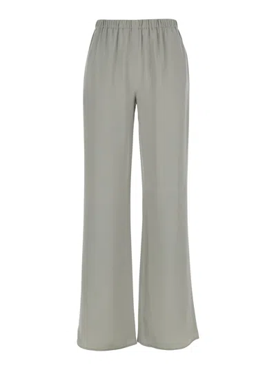 Antonelli Rapolano Creen Pants With Elastic Waist And Wide Leg In Silk Blend Woman In Green