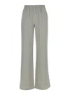 Antonelli Rapolano Creen Pants With Elastic Waist And Wide Leg In Silk Blend Woman In Green