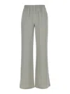 Antonelli Rapolano Creen Pants With Elastic Waist And Wide Leg In Silk Blend Woman In Green